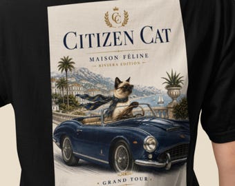 Maglietta Citizen Cat Vintage Car / Maglietta grafica Retro Feline Riviera