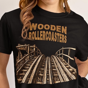 Wooden Rollercoasters Enthusiast T-shirt, Rollercoaster Lover Tee, Theme Park Fan Shirt, Vintage Rollercoaster Top, Roller Coaster Apparel