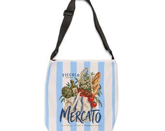 Piccolo Mercato Farmers Market Tote Bag | Striped AOP Grocery Shopper