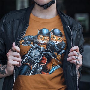 Vintage Motorcycle Cat Bikers T-shirt, Retro Bikers Tee, Cat Lover Gift, Animal Graphic Shirt, Cool Feline Top, Hipster Clothing