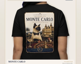 Maglietta con poster del gatto di Monte Carlo / Gatto cittadino vintage di The Grand Tour
