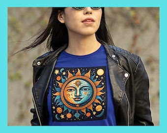 Himmlisches Sonne und Mond T-Shirt: Astrologie Galaxy Print Tee