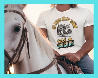 Er ritt mit einem Einhorn in die Stadt, Cowboy-Western-Humor, nicht von hier