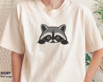 Peekaboo Raccoon T-shirt | Cute Animal Illustration