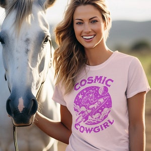 Cosmic Cowgirl Graphic Tee: Vintage Western Rodeo Shirt