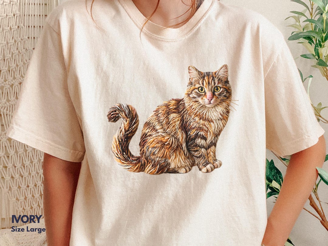 Catfluff Maine Coon Artwork Fluffy Yarn Cat Print T-shirt - Etsy