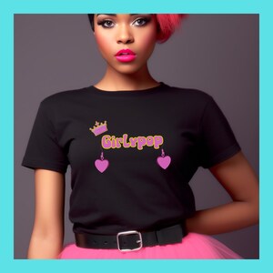 Girly Pop Heart Ear Rings and Crown, Adorable Girly Pop Shirt , Perfect for Summer Fun