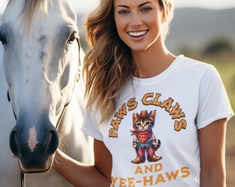 Cat Cowboy Shirt: Funny Western Graphic Tee, Cat Lover Gift