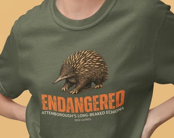 Maglietta con echidna dal becco lungo, maglietta sulla fauna selvatica in via di estinzione / maglietta per la conservazione della fauna selvatica