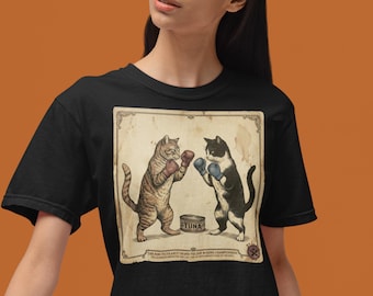 Vintage Boxen Katzen T-Shirt | Retro Katzen Illustration