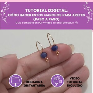 Peut inclure: Un guide de tutoriel numérique pour fabriquer des crochets de boucles d'oreilles, avec le texte TUTORIAL DIGITAL: CÓMO HACER ESTOS GANCHOS PARA ARETES (PASO A PASO), Guia completa en PDF y Video Tutorial Exclusivo, DESCARGA INSTANTÁNEA et VIDEO TUTORIAL INCLUIDO.
