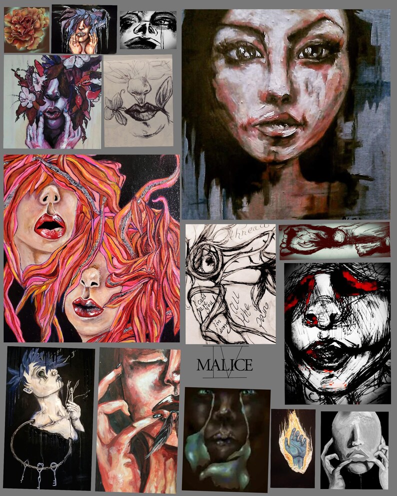 Printable Original Artwork Stickers Dark Art Human Made 46 Pcs - Etsy