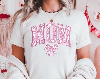 Mama T-Shirt, Geschenk für Mama, Rosa Blumen Grafik T-Shirt, trendiges Boutique Shirt