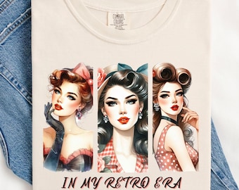 In meinem Retro Era Shirt, Vintage Pinup Girl Grafik T-Shirt, 50er Jahre Ästhetik T-Shirt, Nostalgische Mode Ära Geschenk für Sie, Retro Style Tee