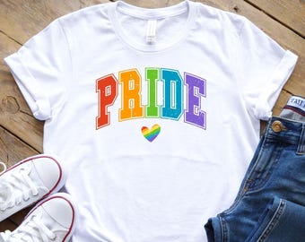 Pride Month Shirt, Bold Rainbow PRIDE Shirt, LGBTQ+ Graphic Tee, Gay Pride Parade Clothing, Vintage Style Pride T-Shirt, LGBTQ+ Unisex Tee