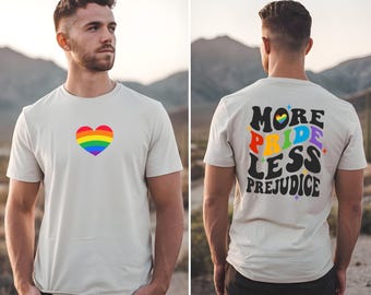 Pride Month T-shirt, Rainbow LGBTQ+ Tee, More Pride Less Prejudice Graphic Shirt, LGBTQ Inclusive Shirt, Pride Parade Top, LGBTQ Gift