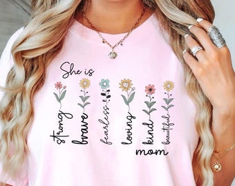 Inspirierendes Mama Shirt, positive Affirmation T-Shirt, florales Grafik T-Shirt, Geschenk für Mama, süßes Damen T-Shirt