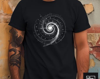 Camiseta de espiral cósmica del tiempo, camiseta espacial psicodélica, camiseta de la relatividad de Einstein, regalo de física del universo, camiseta de astronomía abstracta y metafísica