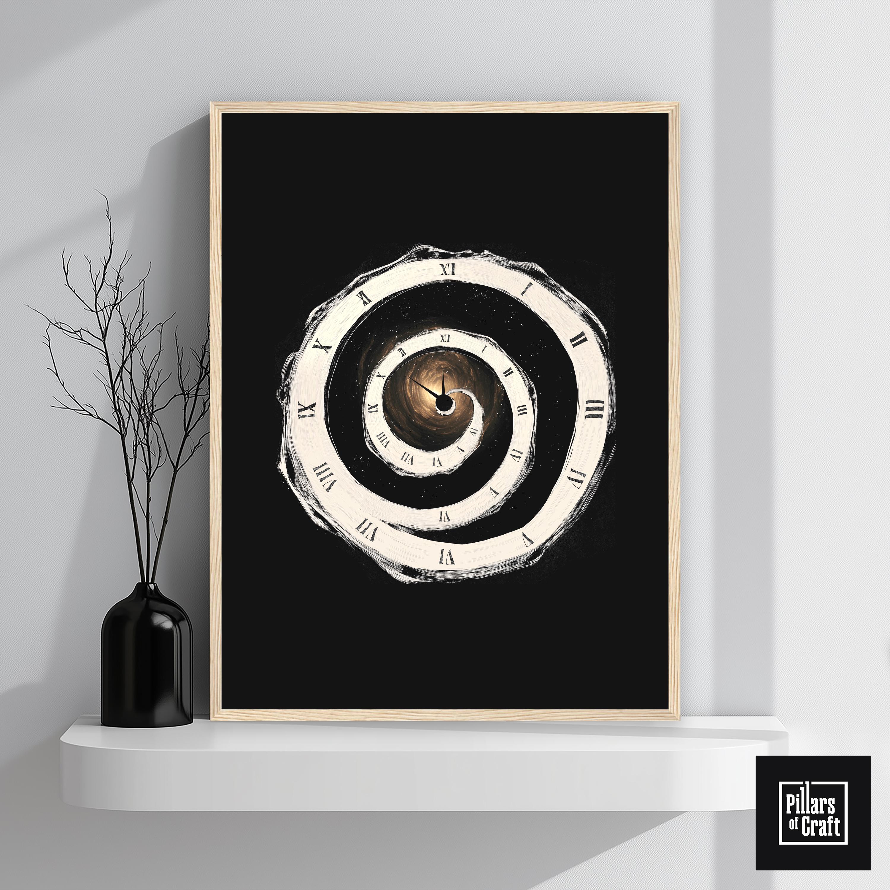 Cosmic Time Spiral Wall Art, Time Abstract Poster, Einstein