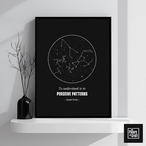 Arte de pared de constelaciones, póster de noche estrellada, arte de pared de cielo nocturno, póster de cita inspiradora, arte de pared de cita reflexiva