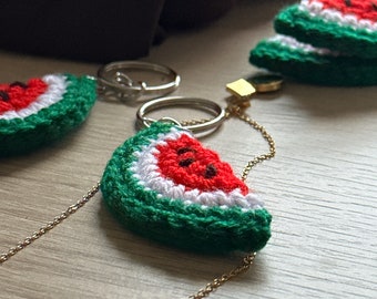 Handmade Crochet Watermelon Key Ring - Support Palestine