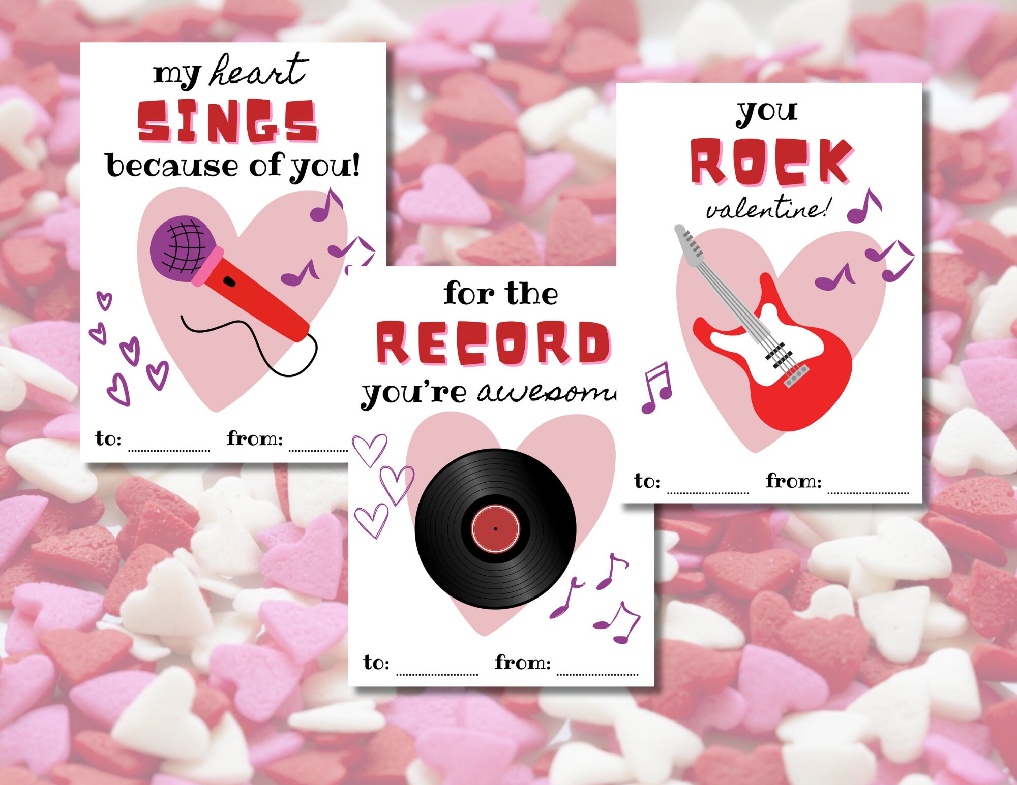 Printable Music Valentine's Day Cards Classroom, Teachers, Friends ...