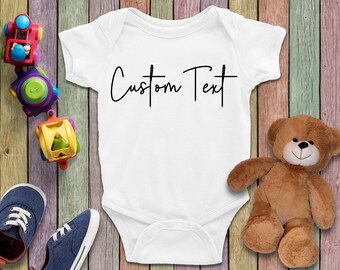 Custom Text Onesie | Custom Birthday Onesie, Name First Birthday Outfit, Personalized Baby Birthday Outfit, Baby Birthday Onesie
