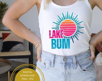 Distressed Neon Retro Lake Bum Png, Summer Vibes Png, Summer Time Png Summer Holiday Png, Retro Pink Lake Bum Sublimation Designs, Girly Png