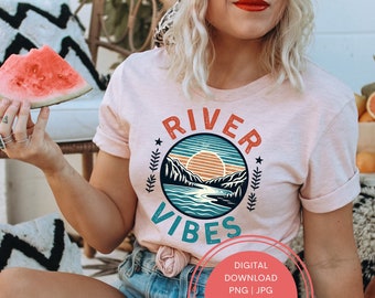 Beunruhigte Retro Fluss Vibes Png, Flussleben Png, Sommerferien Png, Retro Sommer Ästhetik, Retro Fluss Sublimationsdesign, Sommer Vibes