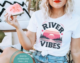 Distressed Retro River Vibes Png, River Life Png, Summer Holiday Png, Retro Summer Aesthetic, Retro River Sublimation Design, Summer Vibes