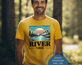 Distressed Retro River Vibes Png, River Life Png, Summer Holiday Png, Retro Summer Aesthetic, Retro River Sublimation Design, Summer Vibes