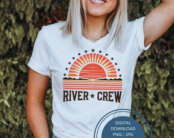 Distressed Retro River Crew Png, River Vibes Png, Summer Holiday Png, Retro Summer Aesthetic, Retro River Sublimation Design, Summer Vibes