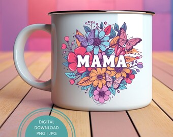 Retro Blumen Mama Png Sublimationsdesign-Download, Blumenstrauß Png, Retro Frühling Png, Muttertag Png, Mama Blumen Png, Mama Retro Png