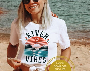 Beunruhigte Retro Fluss Vibes Png, Flussleben Png, Sommerferien Png, Retro Sommer Ästhetik, Retro Fluss Sublimationsdesign, Sommer Vibes