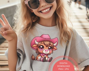 Highland Cowgirl, Pink Highland Cow, Sublimation Mug, Highland Cow Shirt Design, Highland Cow Clipart, Cowgirl Clip Art, Sublimation Design