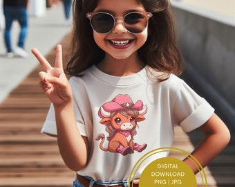 Highland Cowgirl, Pink Highland Cow, Sublimation Mug, Highland Cow Shirt Design, Highland Cow Clipart, Cowgirl Clip Art, Sublimation Design