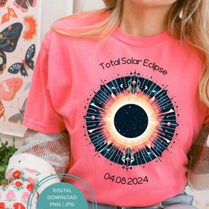 Total Solar Eclipse 8 april 2024, Total Eclipse Png, Solar Eclipse Png, Sublimatieontwerp, Digitale download