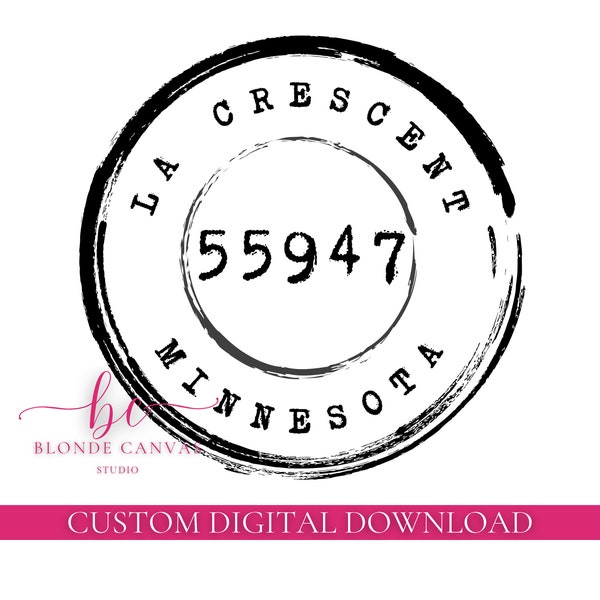 Custom Postmark Stamp PNG & SVG | Custom Zip Code Image | Custom City/State Image | Digital Download