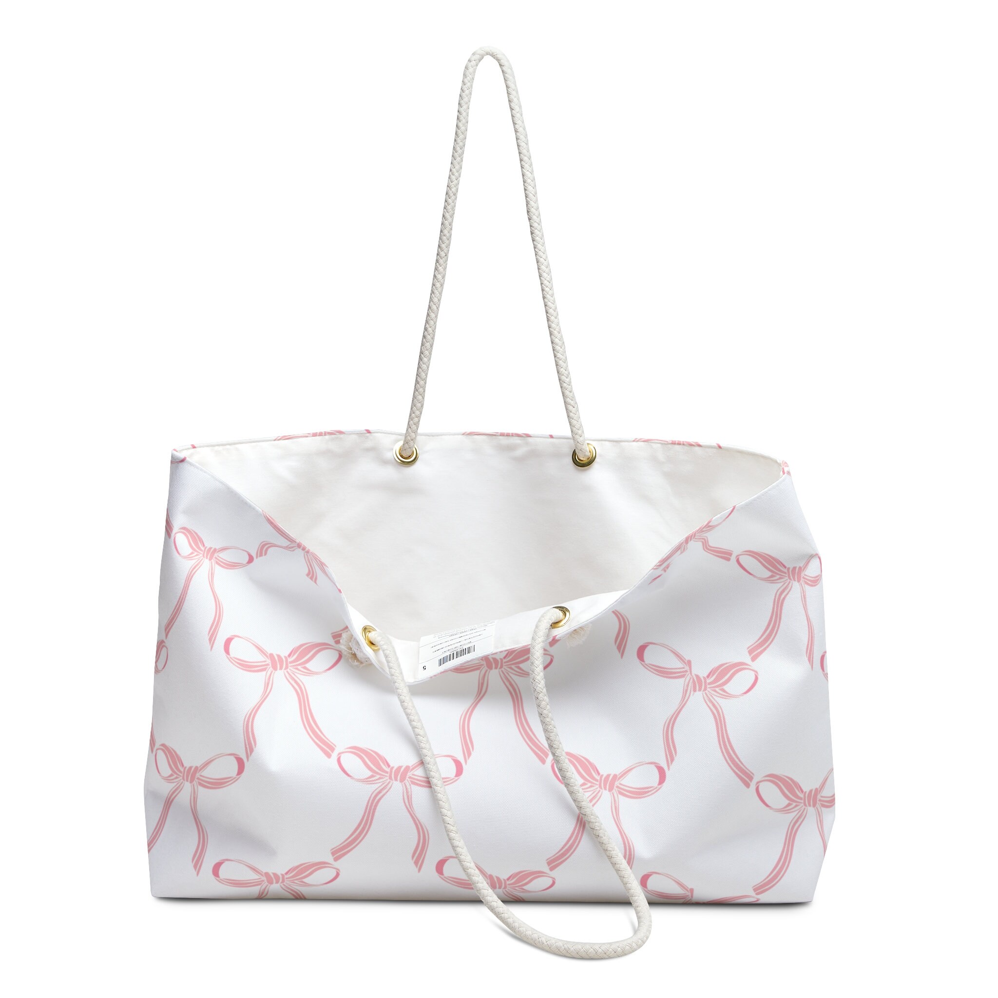 Chic Coquette Pink Bow Weekender Bag, Feminine Travel Tote, Spacious