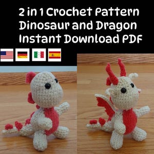 Dinosaur Crochet Pattern, Crochet Dragon Pattern, Crochet T Rex Pattern, Crochet Dragon Keychain, Miniature Crochet Animals,