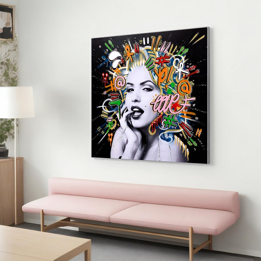 Banksy Marilyn Monroe Canvas Painting - Urban Graffiti Wall Decor for ...
