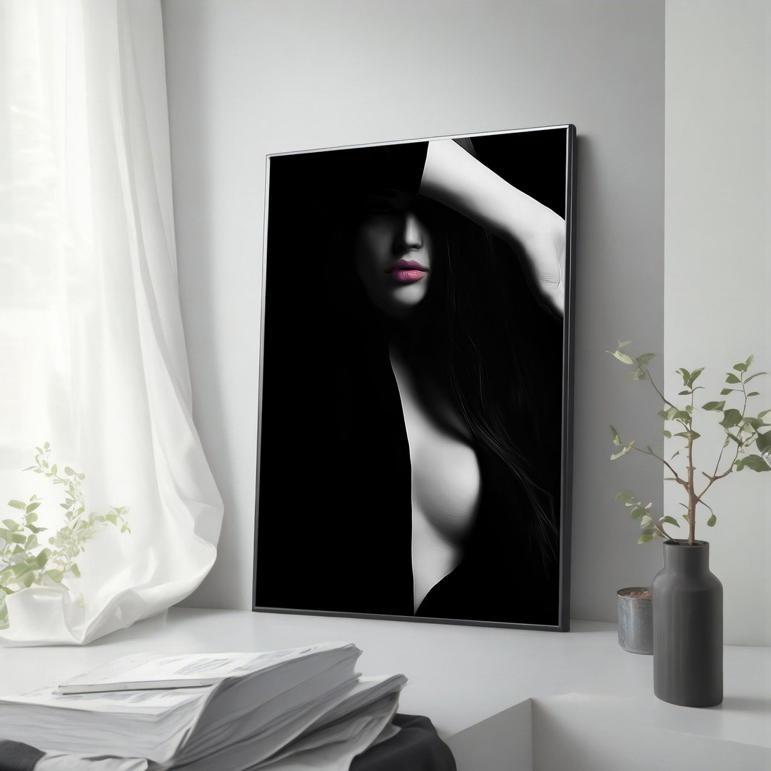 Woman With Big Breasts Canvas Painting - Sensual Naked Beauty Wall Art
