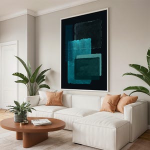 Mark Rothko Artwork Canvas Painting, Rothko Inspired Blue and Black Wall Decor, Ready To Hang Art, Office Decor, Modern Home Decor, Art Gift