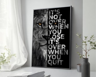 Motivational Lion Canvas Painting, Bold Wall Art for Home Decor, Inspiring Office Wall Decor, Ideal Gift for Success and Determination