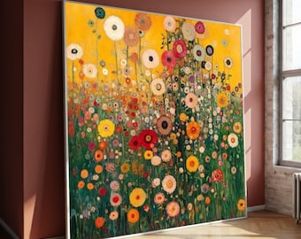 Vibrant Wildflower Garden Canvas Painting, Colorful Floral Wall Art, Abstract Meadow Painting, Home Décor, Ready to Hang Art Gift