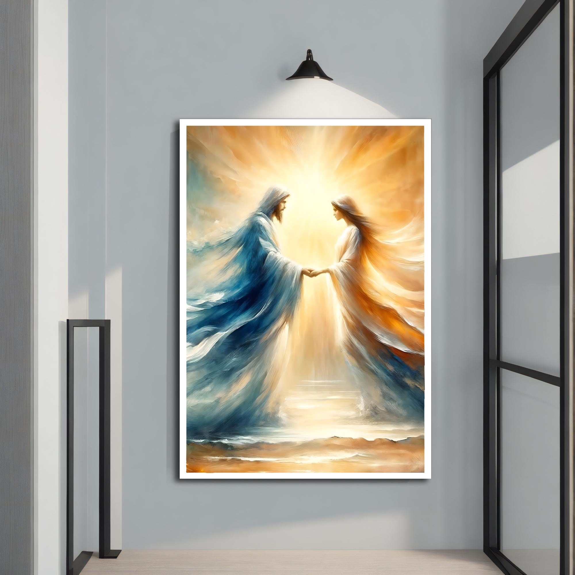 Jesus and Mary Magdalene Art Canvas Painting, Divine Love Wall Decor ...