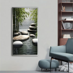 Wall Art Zen Garden Canvas, Relaxing Bamboo and Stones Decor, Calming ...