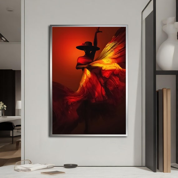 painting of woman in red dress dancing Red Dress Painting by Joan Garcia