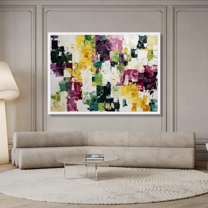 Colorful Abstract Blocks Canvas, Modern Wall Art, Multicolor Geometric ...