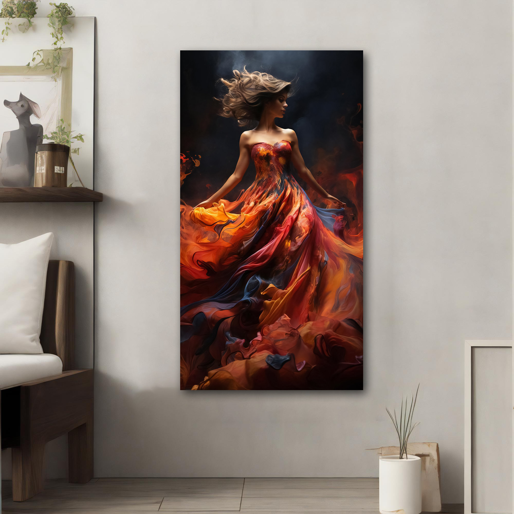 Woman in Red Dress Canvas Painting - Elegant Fashion Wall Art for ...